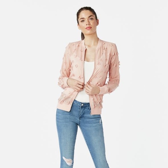JustFab 3d Floral Bomber in Mellow Rose - Picture 2 of 14